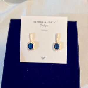 Blue and white crystal drop earrings